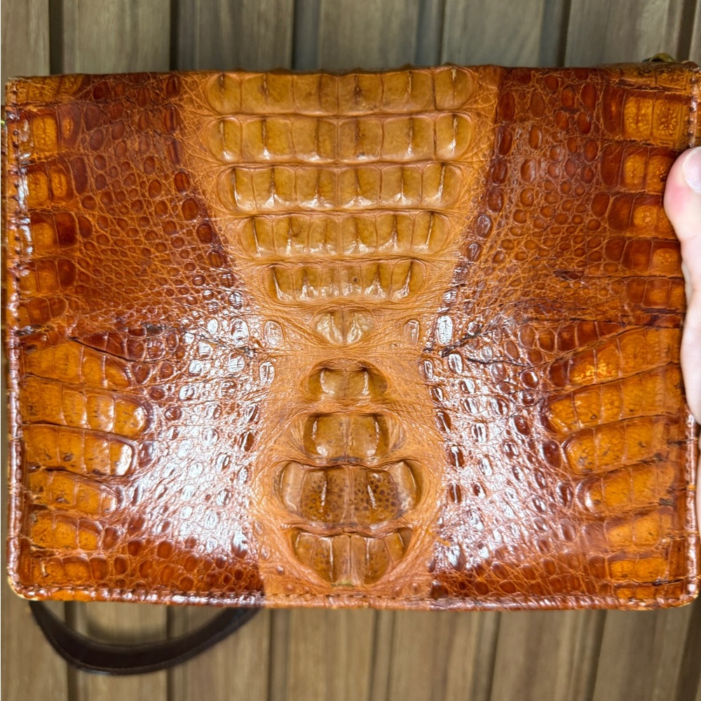 Authentic Crocodile Embossed Leather Handbag Bought in Japan